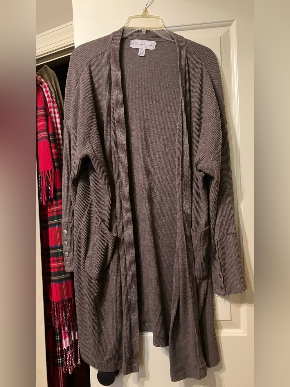 Taupe ribbed cardigan